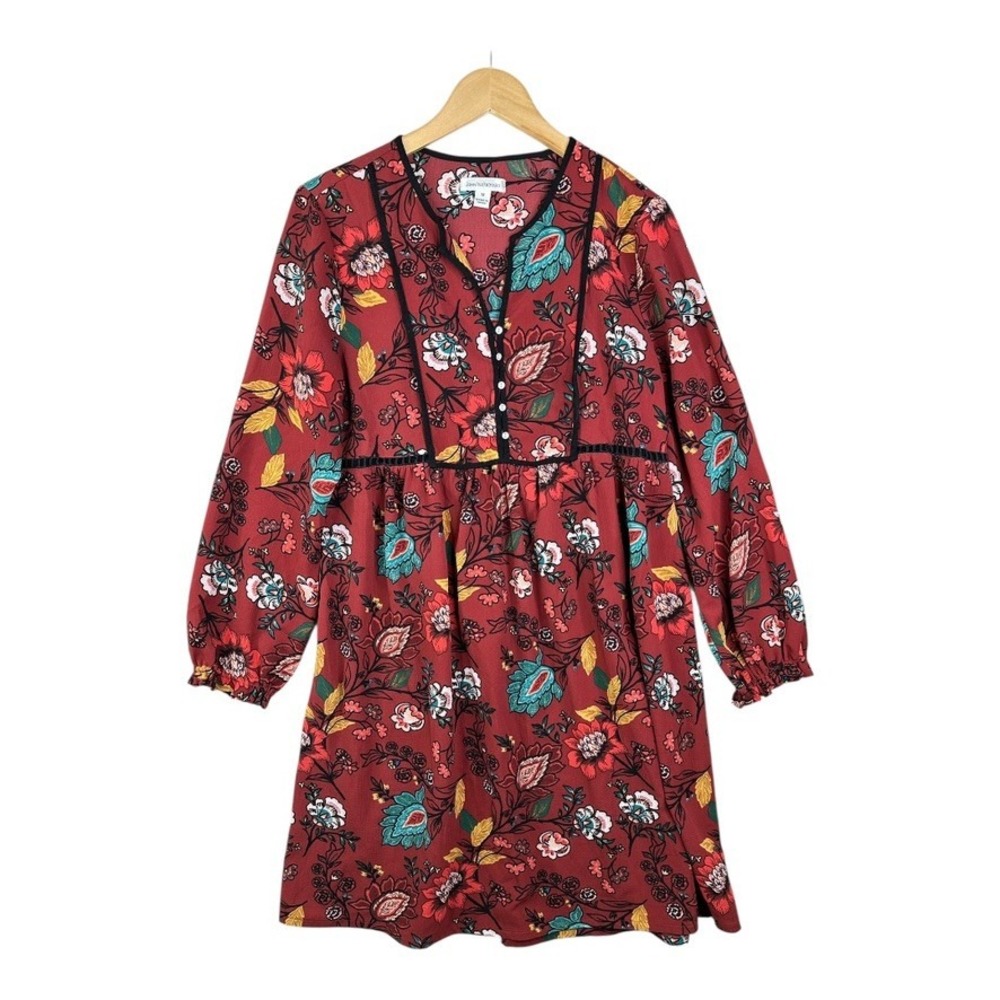 John Paul Richard Floral Print Long Sleeve Dress‎ size Medium Orange/Multicolor